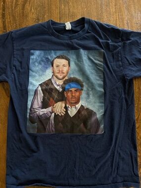Gildan Navy Short Sleeve Graphic Tee with Portrait Print